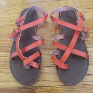 Women's Mossimo Sz 9 Red Orange Strappy Sandals